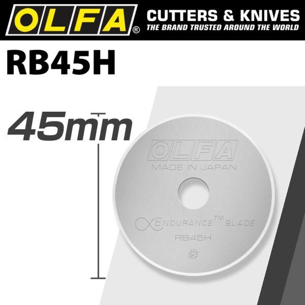 BLA20RB45H.jpg OLFA ENDURANCE BLADE FOR ROTARY CUTTER RB45-1 1/PACK 45MM