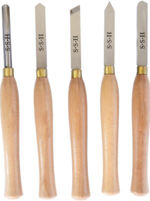 CHISEL SET WOOD TURNING 300MM HSS 5 PIECE WOOD CASE