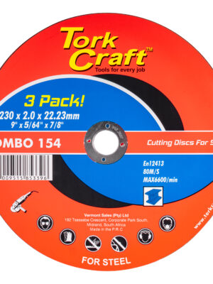 CUTTING DISC (3 PK) STEEL 230X2.0X22.23MM (ABR230S-1)