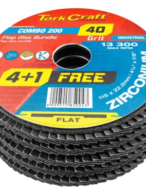 FLAP DISC ZIRCONIUM 115MM 40 GRIT FLAT 4+1 FREE