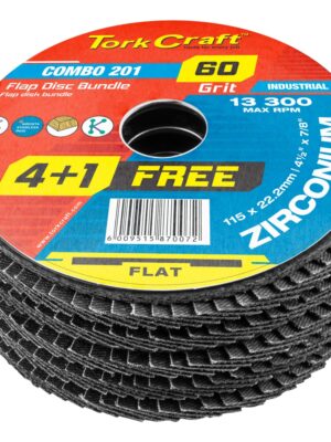 FLAP DISC ZIRCONIUM 115MM 60 GRIT FLAT 4+1 FREE