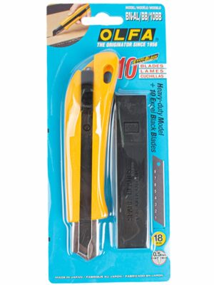 OLFA HEAVY DUTY CUTTER WITH 10 EXCEL BLACK BLADES