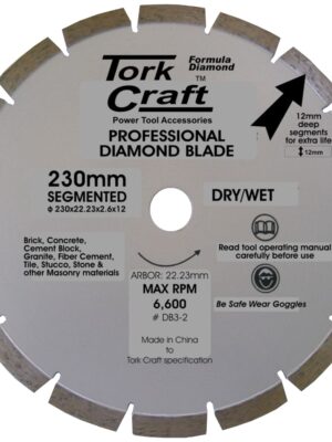 DIAMOND BLADE SEGMENTED 230MM FOR GRANITE 12MM DEEP SEGMENTS