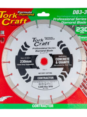 DIAMOND BLADE SEGMENTED 230MM FOR CONCRETE 12MM DEEP SEGMENTS