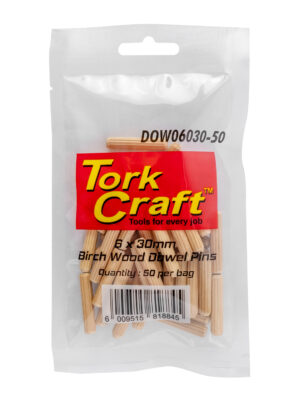 DOWELS 6 X 30MM 50 PER BAG (BIRCH WOOD)
