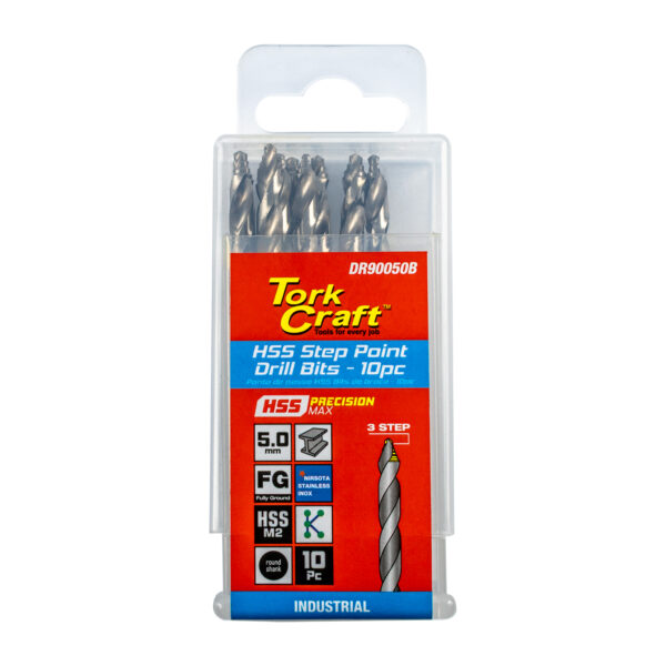 DR90050B.jpg PRECISION-MAX STEP POINT 5.0MM HSS DRILL 10 PACK