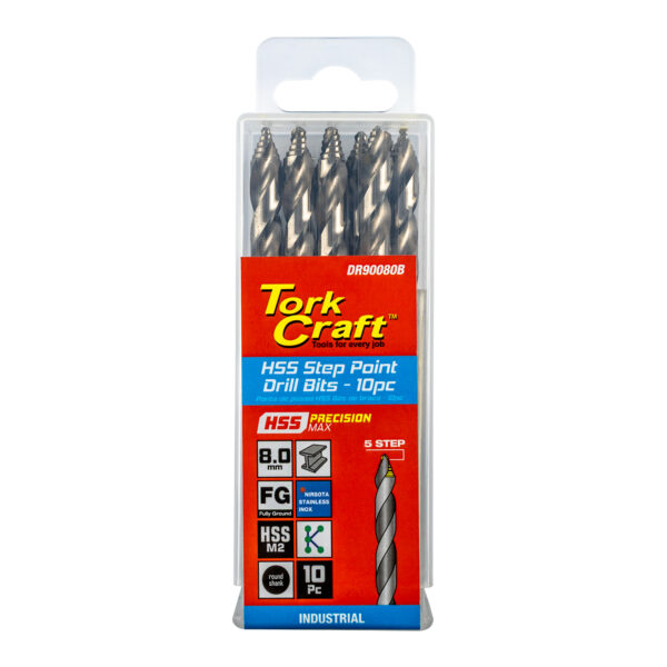 DR90080B.jpg PRECISION-MAX STEP POINT 8.0MM HSS DRILL 10 PACK