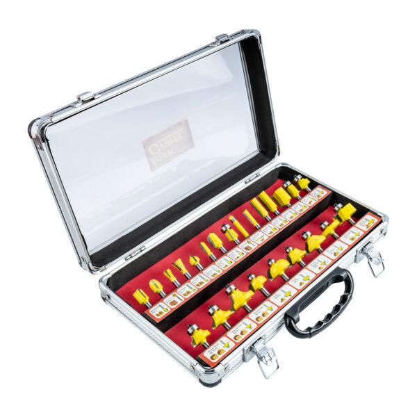 DY024A20AL.jpg ROUTER BIT SET 24PC ALUMINIUM CASE 1/4 SHANK