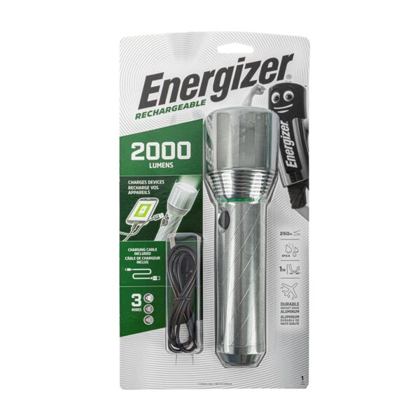 E303659000.jpg RECHARGEABLE METAL FLASHLIGHT 2000LUMENS ENERGIZER TORCH
