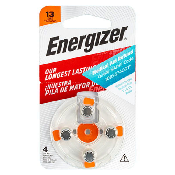 E304131700.jpg HEARING AID BATTERY 13 ORANGE-4PACK ZINC AIR ENERGIZER