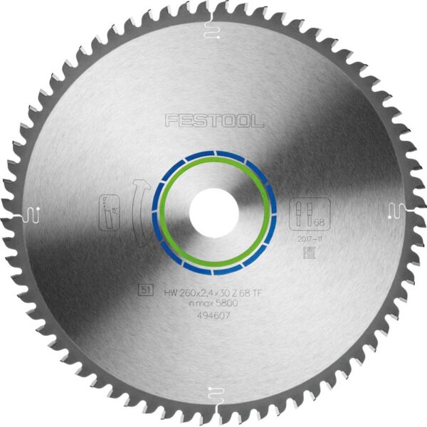 SAW BLADE HW 260 X 2,4 X 30 TF68 TCT CIRCULAR SAW 68T