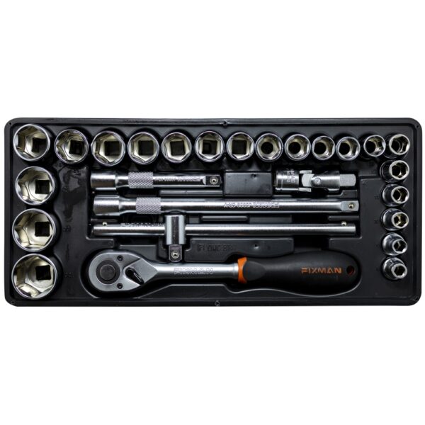 FIX20F1BT47.jpg FIXMAN TRAY 26 PIECE 1/2' DRIVE SOCKETS AND ACCESSORIES