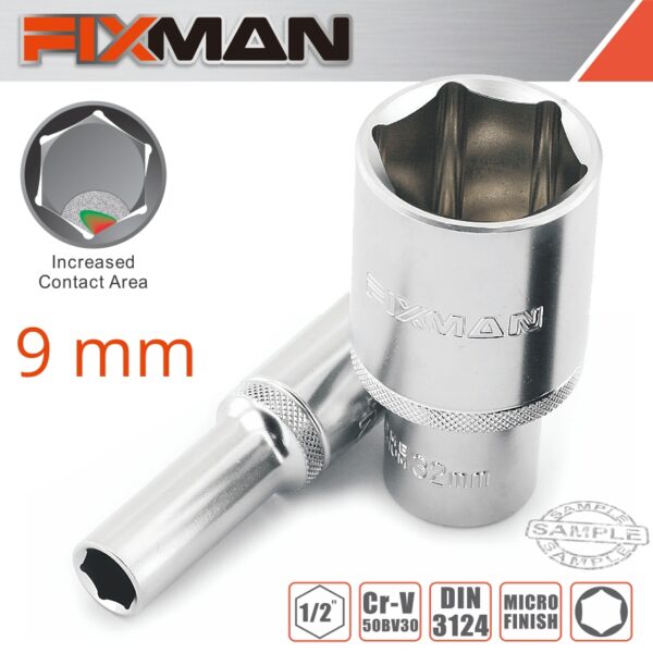 FIX20H0602M.jpg FIXMAN 1/2' DR DEEP SOCKET 9MM