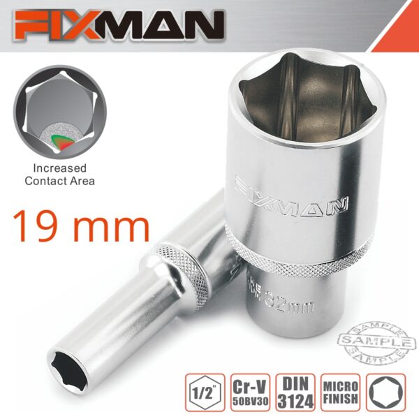 FIX20H0612M.jpg FIXMAN 1/2' DR DEEP SOCKET 19MM