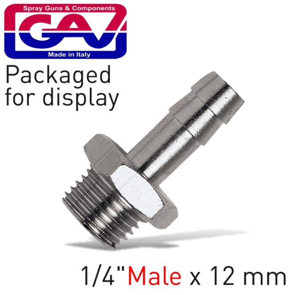 HOSE ADAPTOR 1/4 X 12MM PACKAGED