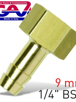 BRASS HOSE TAIL 1/4 F X 9MM