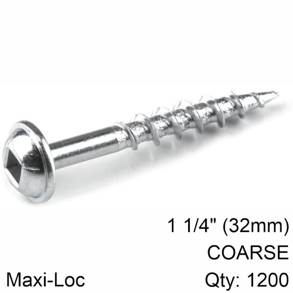 KR20SML-C125-1200.jpg KREG ZINC POCKET HOLE SCREWS 32MM 1.25' #8 COARSE THREAD MX LOC 1200CT