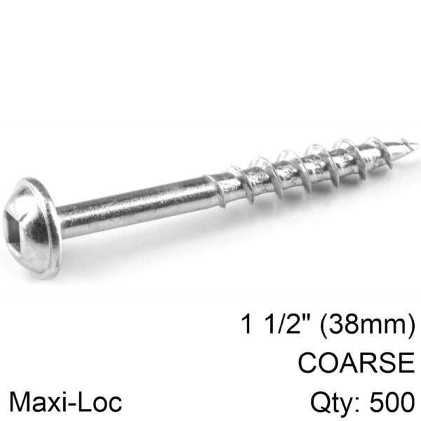 KR20SML-C150-500.jpg KREG ZINC POCKET HOLE SCREWS 38MM 1.50' #8 COARSE THREAD MX LOC 500CT