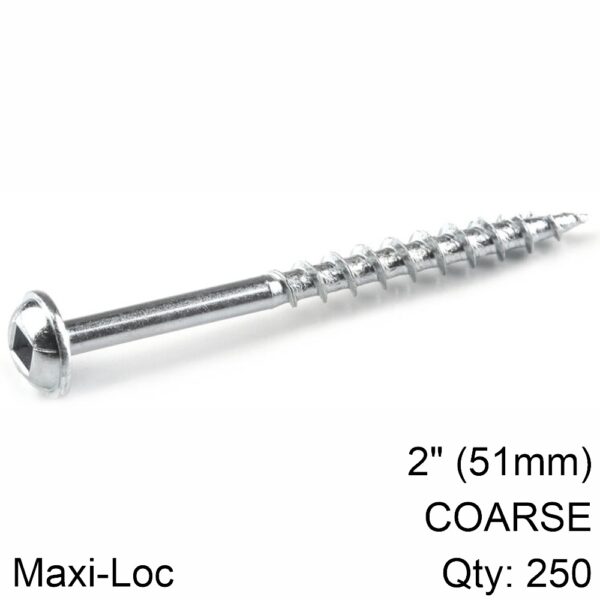 KR20SML-C2-250-INT.jpg KREG ZINC POCKET HOLE SCREWS 51MM 2.00' #8 COARSE THREAD MX LOC 250CT