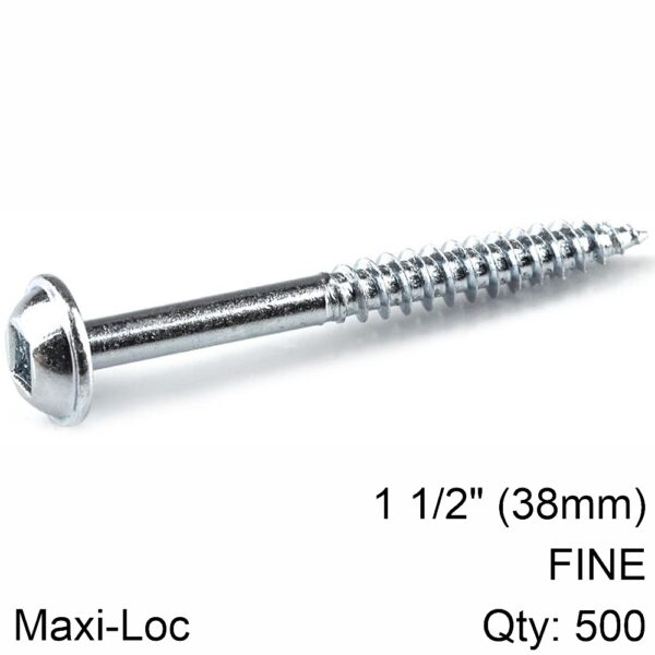 KR20SML-F150-500.jpg KREG ZINC POCKET HOLE SCREWS 38MM 1.50' #7 FINE THREAD MX LOC 500CT