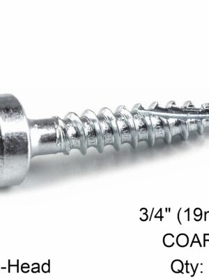 KREG ZINC POCKET HOLE SCREWS 19MM 0.75' #6 FINE THREAD PAN HEAD 100CT