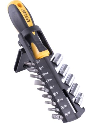 15PC SCREWDRIVER SET WITH BITS SOCKETS AND BELT CLIP