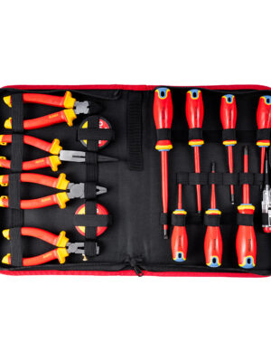 14PC SCREWDRIVER PH SL & PLIERS SET ELECTRICIANS INSULATED VDE IN CASE