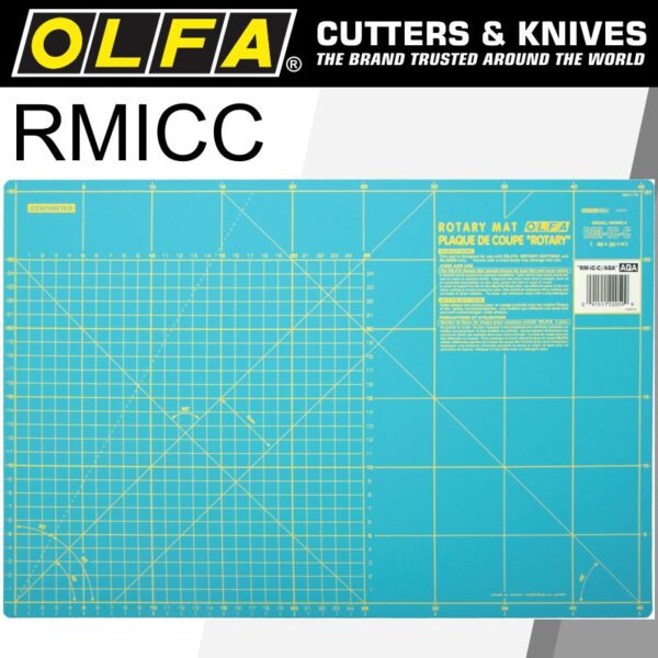 MAT20RMICC-AQA.jpg OLFA MAT ROTARY 450 X 300MM METRIC & INCH DOUBLE SIDED BLUE