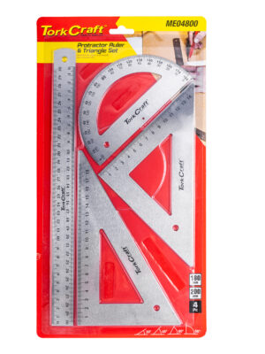 ME04800.jpg PROTRACTOR RULER & 2 X TRAINGLE SET 4PC