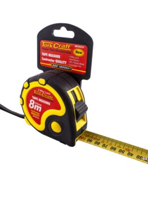 MEASURING TAPE AUTOLOCK 8M X 25MM RUBBER CASING MATT FINISH