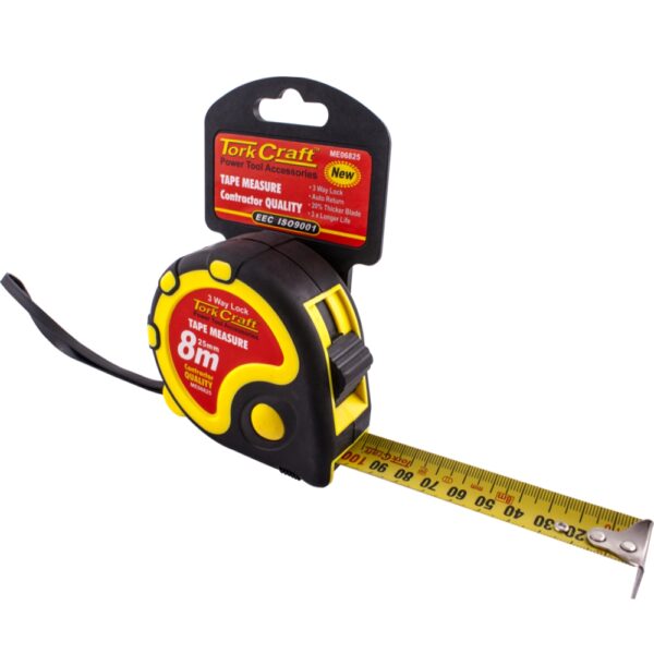 ME06825.jpg MEASURING TAPE AUTOLOCK 8M X 25MM RUBBER CASING MATT FINISH
