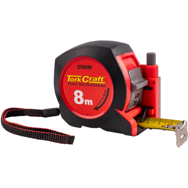 ME07825.jpg MEASURING TAPE WITH MARKER 8M X 25MM RUBBER CASING MATT FINISH