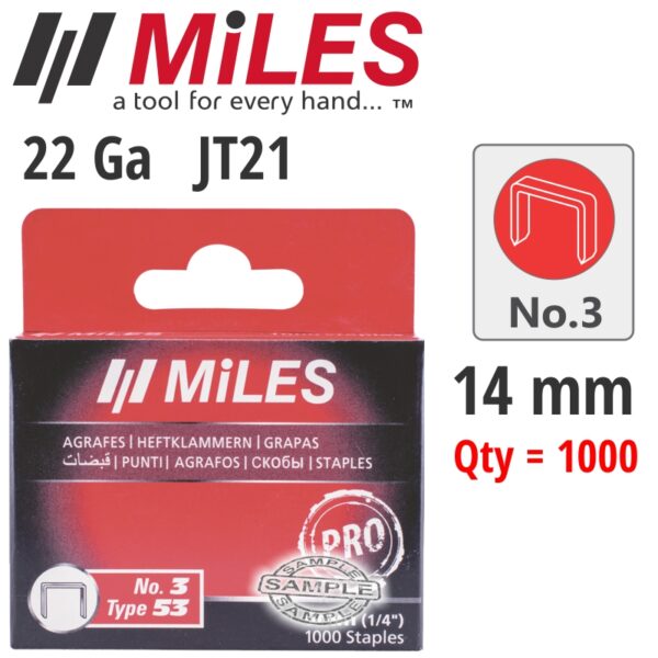 MILSTAP3-14.jpg GALV STAPLES 22G JT21 14MM X 1000PCS MILES NO3