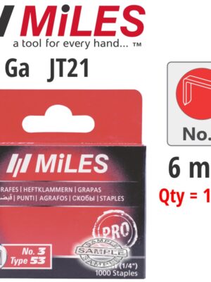 MILSTAP3-6.jpg GALV STAPLES 22G JT21 6MM X 1000PCS MILES NO3