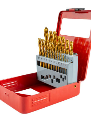 DRILL BIT SET 19PCE TIN. COATED METAL CASE