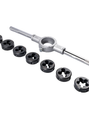 DIE HSS M3 - M12 AND DIE HOLDER SET 8PCE 3-12MM CARDED