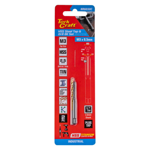 NR6030C.jpg TAP HSS 3X0.5 & DRILL 2.5MM 2PC SET