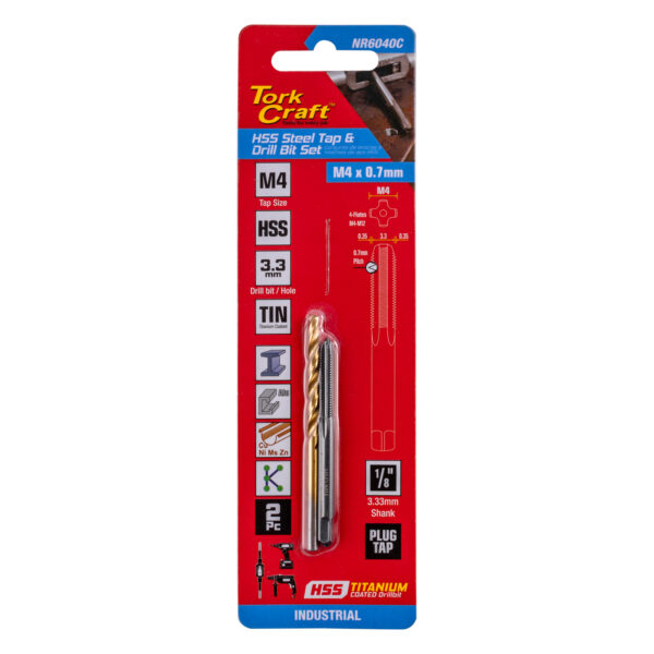 NR6040C.jpg TAP HSS 4X0.7 & DRILL 3.3MM 2PC SET