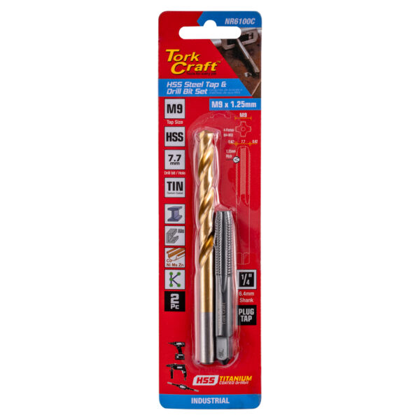 NR6100C.jpg TAP HSS 9X1.25 & DRILL 7.7MM 2PC SET