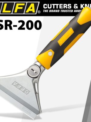 OLFA HEAVY DUTY SCRAPER 200MM WITH 0.8MM BLADE AND SAFETY BLADE COVER