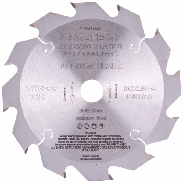 SAW BLADE TCT 160X2.2X20X12T WOOD PROF. PRO-TECH FES. TS55 PW12