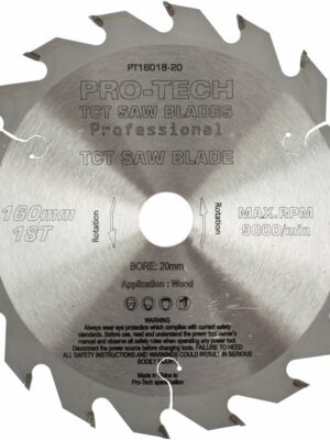 PT16018-20.jpg SAW BLADE TCT 160X2.2X20X18T WOOD PROF. PRO-TECH FES. TS55 PW1