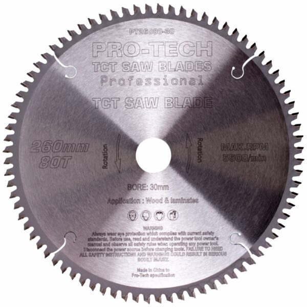 PT26080-30.jpg SAW BLADE TCT 260X2.5X30X80T WOOD PROF. PRO-TECH FES. KAPEX