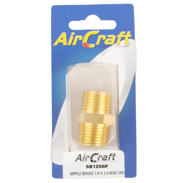 SB1206P.jpg NIPPLE BRASS 1/4X1/4 M/M 1PC PACK