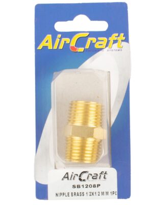 NIPPLE BRASS 1/2X1/2 M/M 1PC PACK