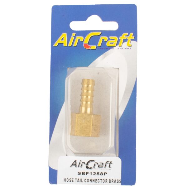 HOSE TAIL CONNECTOR BRASS 1/4F X 8MM 1PC PACK