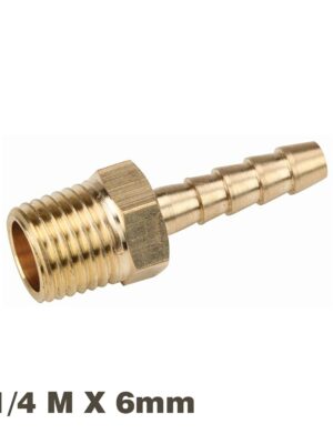 HOSE TAIL CONNECTOR BRASS 1/4M X 6MM