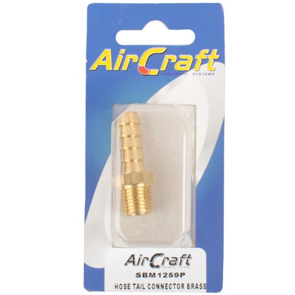 SBM1259P.jpg HOSE TAIL CONNECTOR BRASS 1/4M X 10MM 1PC PACK