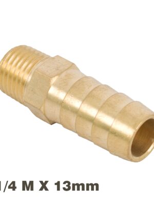 HOSE TAIL CONNECTOR BRASS 1/4M X 13MM