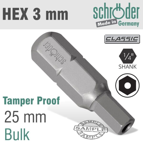 SC25160.jpg ALLEN/HEX 3MM SECURITY INSERT BIT 25MM BULK